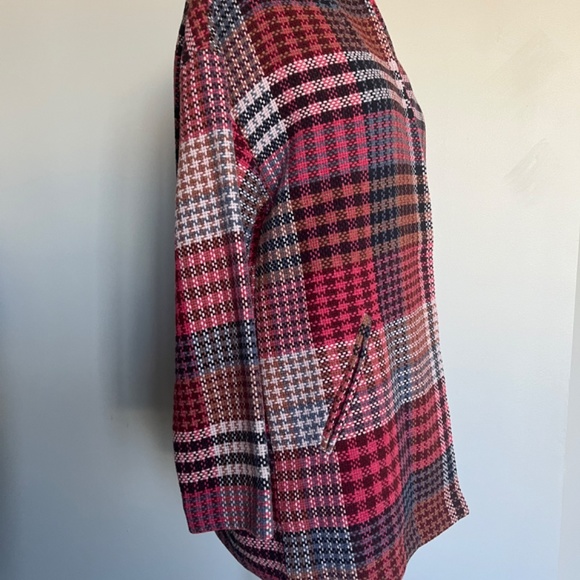 NEW Rachel Zoe Tweed Plaid Casual Pink‎ Career Wool Blend Collared Coat Jacket - Picture 2 of 9